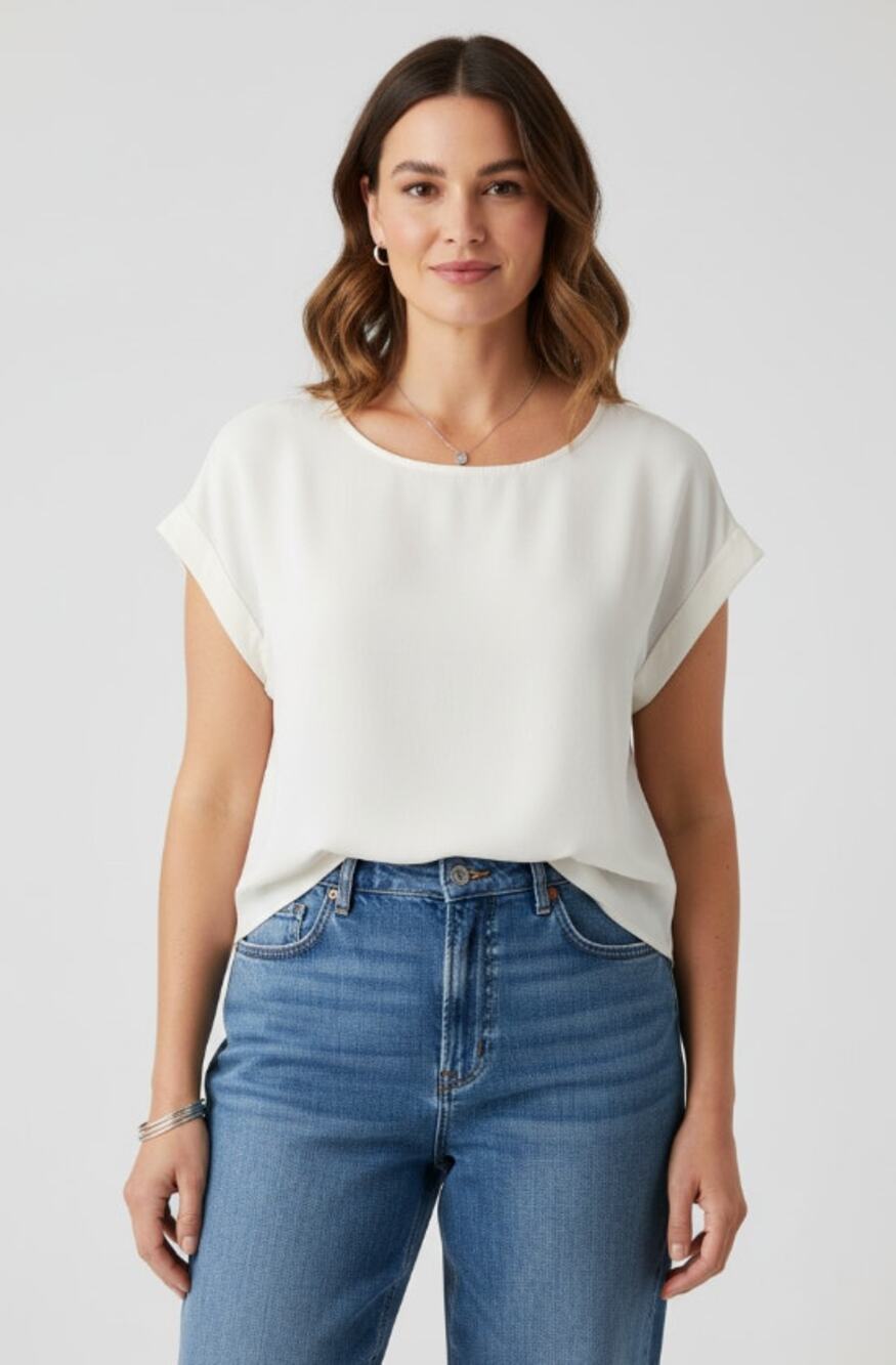 EVERLANE TENCEL MUSCLE TOP BUTTERLITE BLOUSE OFF WHITE WOMENS SIZE XXL